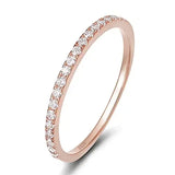 Trumium 2mm 925 Sterling Silver Rings For Women Zircon Inlaid Half Eternity Stacktable Ring Fine Jewelry for Wedding Anniversary