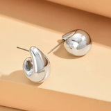 Gold-Plated Dome Drop Earrings – Vintage Statement Jewelry for Women
