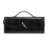 Women’s Serpentine PU Leather Baguette Bag – Fashion Shoulder Purse with Interior Pockets