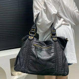 Bolso de mano vintage de gran capacidad para mujer: bolso de mano de piel sintética suave, bolso retro para hombro y bandolera