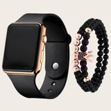 Unisex LED Digital Watch - Fashion Square Silicone Strap Timepiece