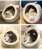 Cotton Pet Lounger Cushion - Warm Cat Bed with Removable Mat & Pompom Decor