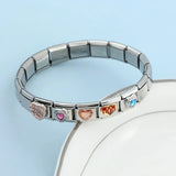 Pulsera de acero inoxidable con holograma de corazón para mujer: cadena de eslabones clásica con cierre de seguridad oculto