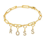 Custom Gold Initial Letter Bracelet for Women - Personalized Name Cuban Chain