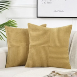 Funda de almohada bohemia de pana suave con textura de patchwork y acento de terracota para sofá y sillón, 45,7 x 45,7 cm