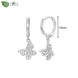 Sterling Silver Zircon Hoop Earrings for Women – Elegant Star & Heart Design