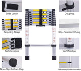 8.5ft Aluminum Telescoping Ladder - 330lb Capacity Foldable Attic Ladder