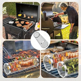 Compact One-Piece Stainless Steel Gas Stove with Rolling Grill Basket