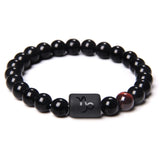 Black Onyx Zodiac Sign Bracelet – 12 Constellation Beaded Charm for Men & Women