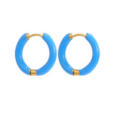Stainless Steel Enamel Hoop Earrings for Women – Trendy Summer Style