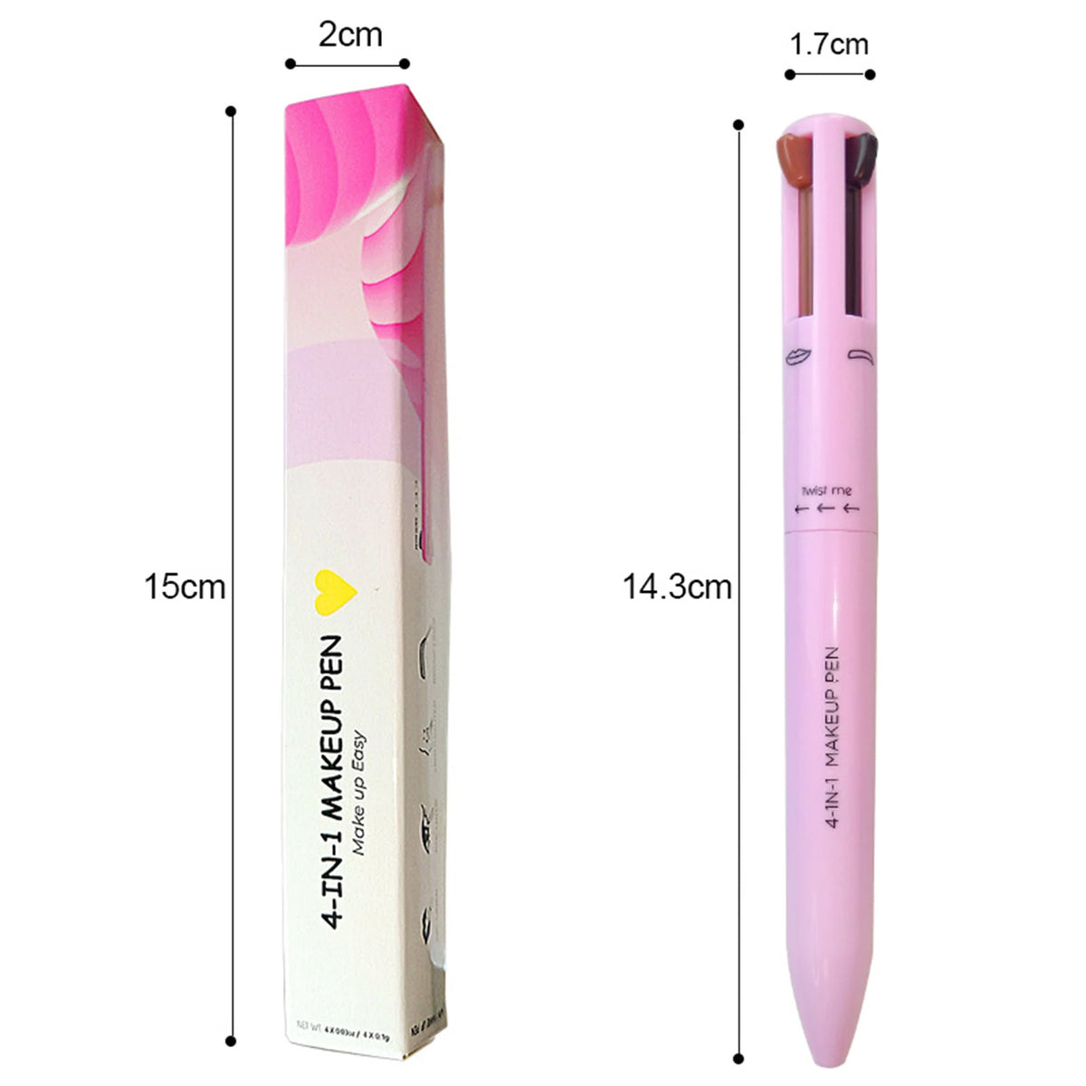 4-in-1 Makeup Pen - Eyeliner, Brow Liner, Lip Liner & Highlighter All-in-One