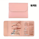 Professional 16-Piece Manicure & Pedicure Set with Travel Case - Nail Clippers & Cuticle Tools