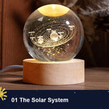 Glowing Crystal Ball LED Night Light with Solar System Design