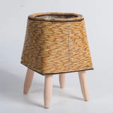 Nordic Style Rattan Woven Plastic Flower Pot with Stand