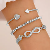 Heart-Shaped Cubic Zirconia Charm Bracelet – Fashionable Fitness & Sleep Tracker for Women