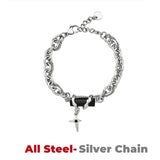 🌟 Pulsera de estrella de circonita negra retro 2024: cadena punk de acero de titanio de moda para hombres y mujeres 🌟