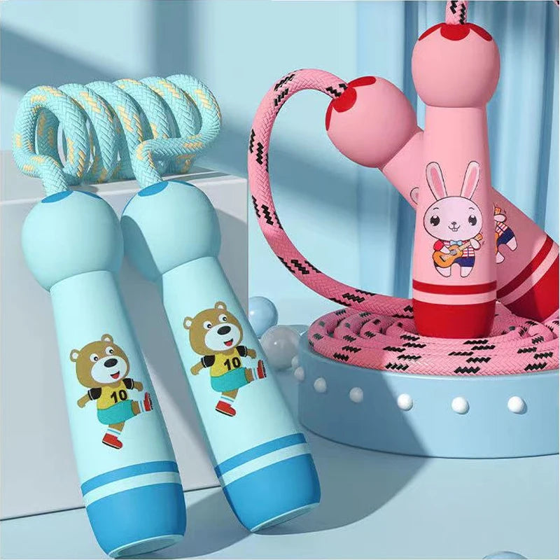 Children's Adjustable Skipping Rope with Cartoon Wooden Handle for Fitness