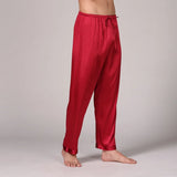 Men’s Satin Pajama Set - Soft, Silky Sleepwear with Print & Elastic Waist, V-neck, Full Sleeve Design