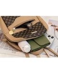 Checkered Pattern Shoulder Backpack – Large Capacity Crossbody Handbag for Women