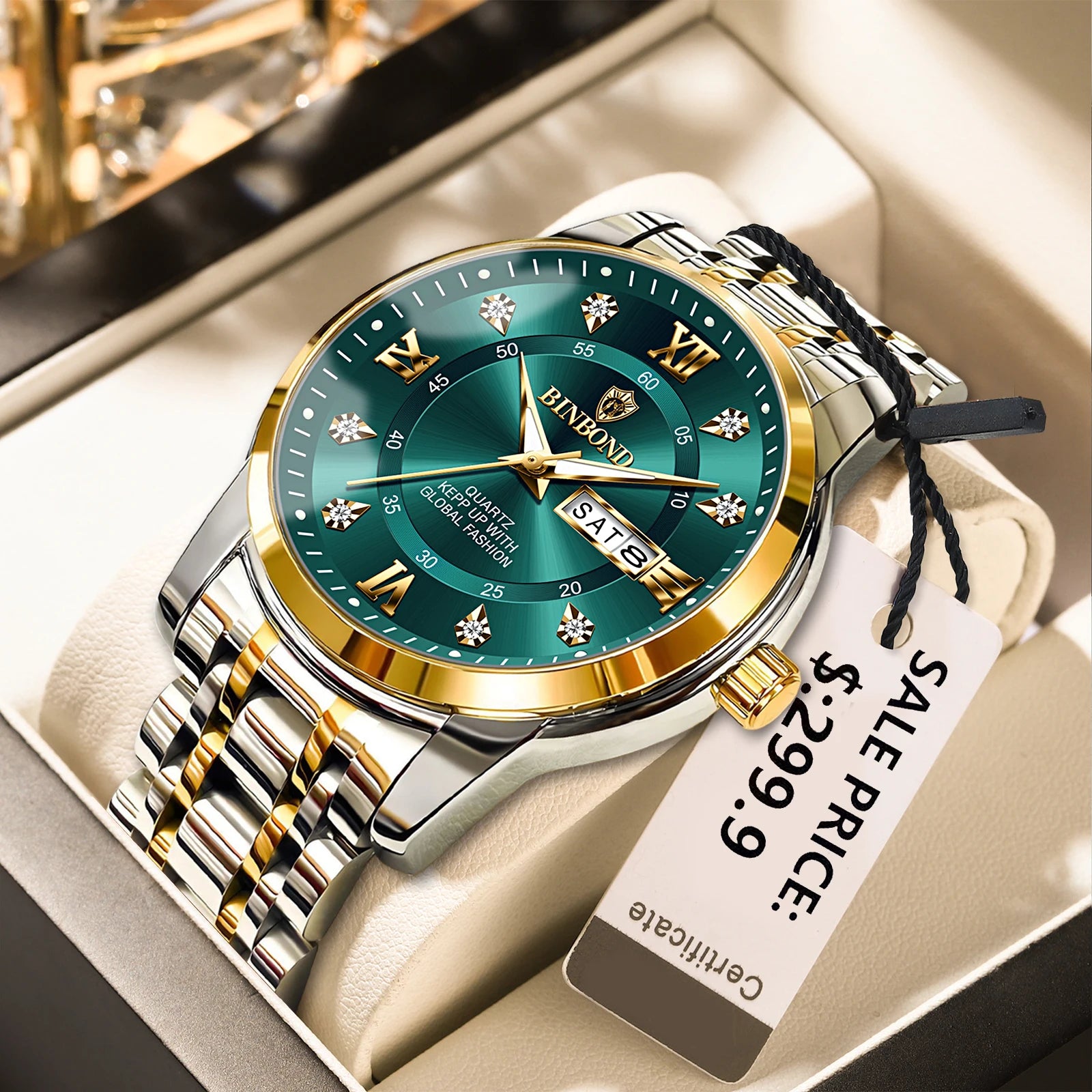 Men’s Stainless Steel Quartz Wristwatch with Waterproof Chronograph