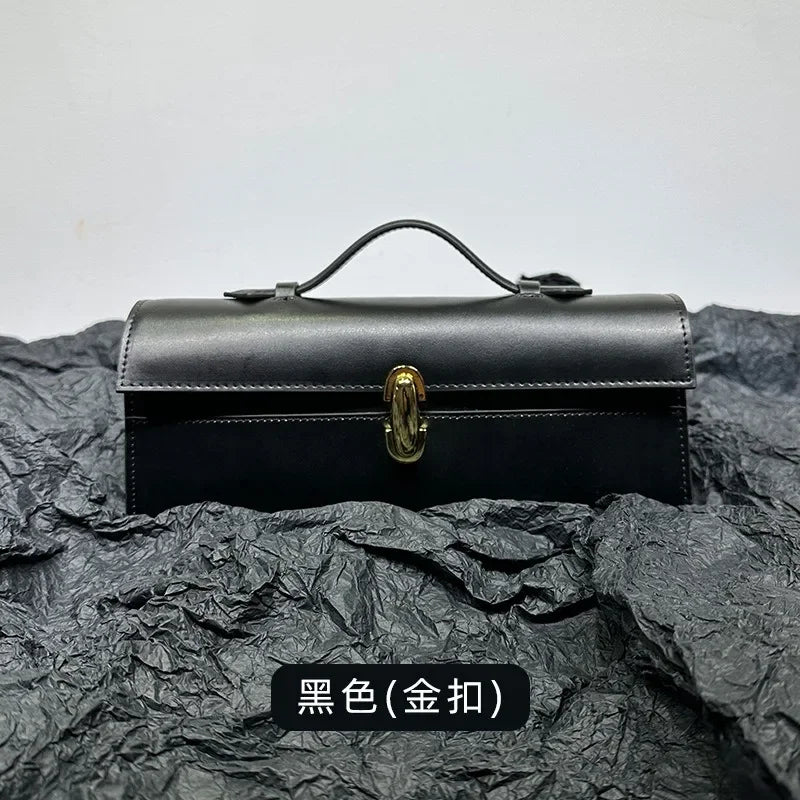 Women’s Genuine Leather Savette-Style Tote – Luxury Baguette Handbag for Everyday Elegance