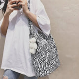 Bolso de mano grande e informal elegante de estilo coreano, bolso de hombro con estampado de leopardo para mujer, bolso de lona, ​​nuevo bolso de compras, bolso de mano con estampado de estudiante, bolsa para mujer