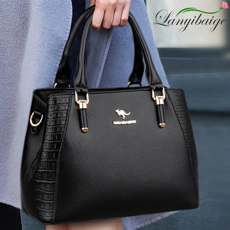 Vintage Leather Bucket Bag for Women – Soft Genuine Leather Handbag with Multiple Pockets