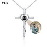 Custom Photo Projection Necklace - Personalized Heart Pendant with Picture Inside