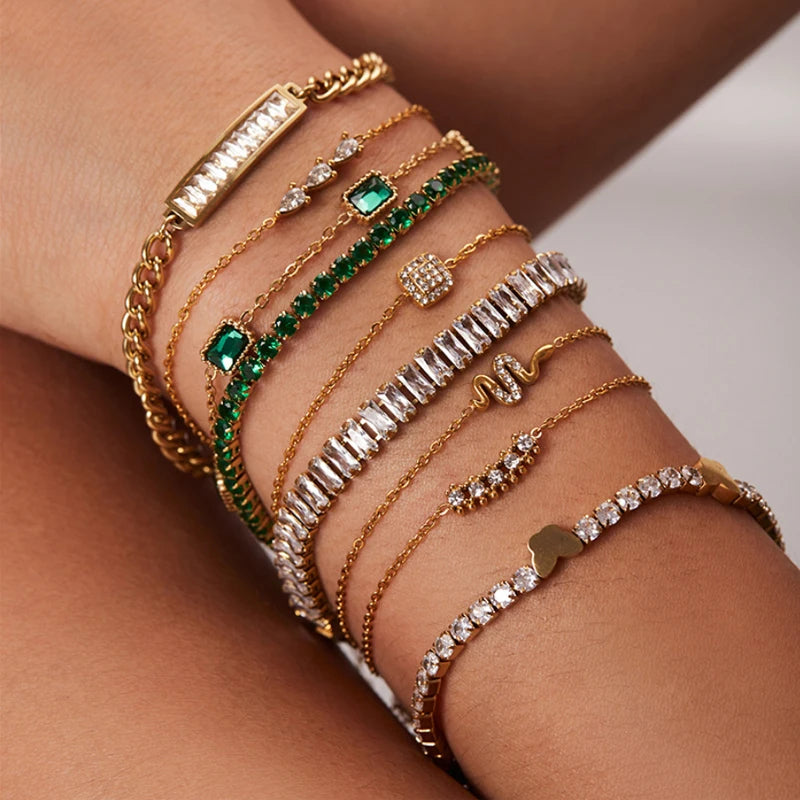 Classic Gold-Plated Stainless Steel Snake Chain Bracelet for Women