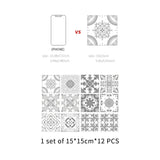 12 pegatinas para azulejos marroquíes grises: vinilos impermeables para pared, despegables y pegables, para cocina y baño 