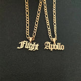 Collar con nombre personalizado: colgante de acero inoxidable personalizado con cadena Figaro de moda 