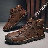 Men’s Lace-Up Split Leather Ankle Boots – Comfortable & Casual Spring/Autumn Footwear