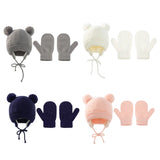 Conjunto de gorro y guantes de invierno para bebé: gorro de punto polar cálido con protección para los oídos para niños y niñas