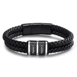 Personalized Name Leather Bracelet for Men – Magnetic Clasp Custom Wristband