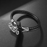 Men's Geometric Leather Bracelet with Zinc Alloy Magnet Clasp – Hiphop/Rock Fashion Accessory