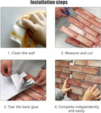 10PCS Self-Adhesive 3D Wall Panels – Waterproof Peel & Stick Brick Wallpaper for Bathroom & Fireplace