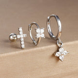 Colorful Zircon Stainless Steel Huggie Hoop Earrings Set – Geometric Aesthetic Jewelry for Women