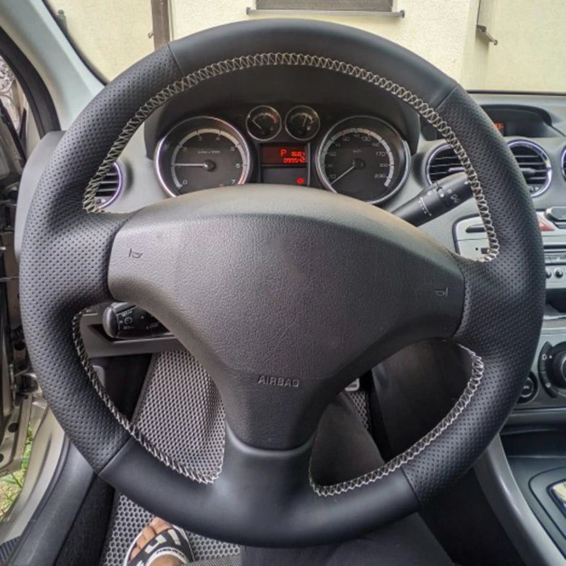 Premium Microfiber Leather Steering Wheel Cover - Breathable, Wear-Resistant, Non-Slip, DIY Installation