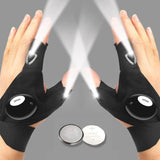 Guantes con linterna LED de medio dedo: resistentes al agua y duraderos para actividades al aire libre y nocturnas