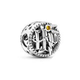 Sterling Silver Nugget Beads with Zircon for 3mm Charm Bracelets