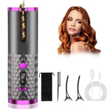Cordless Automatic Hair Curler with Adjustable Temperature & LCD Display