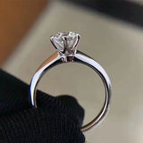 1ct Moissanite Solitaire Ring – 925 Sterling Silver Engagement Ring for Women