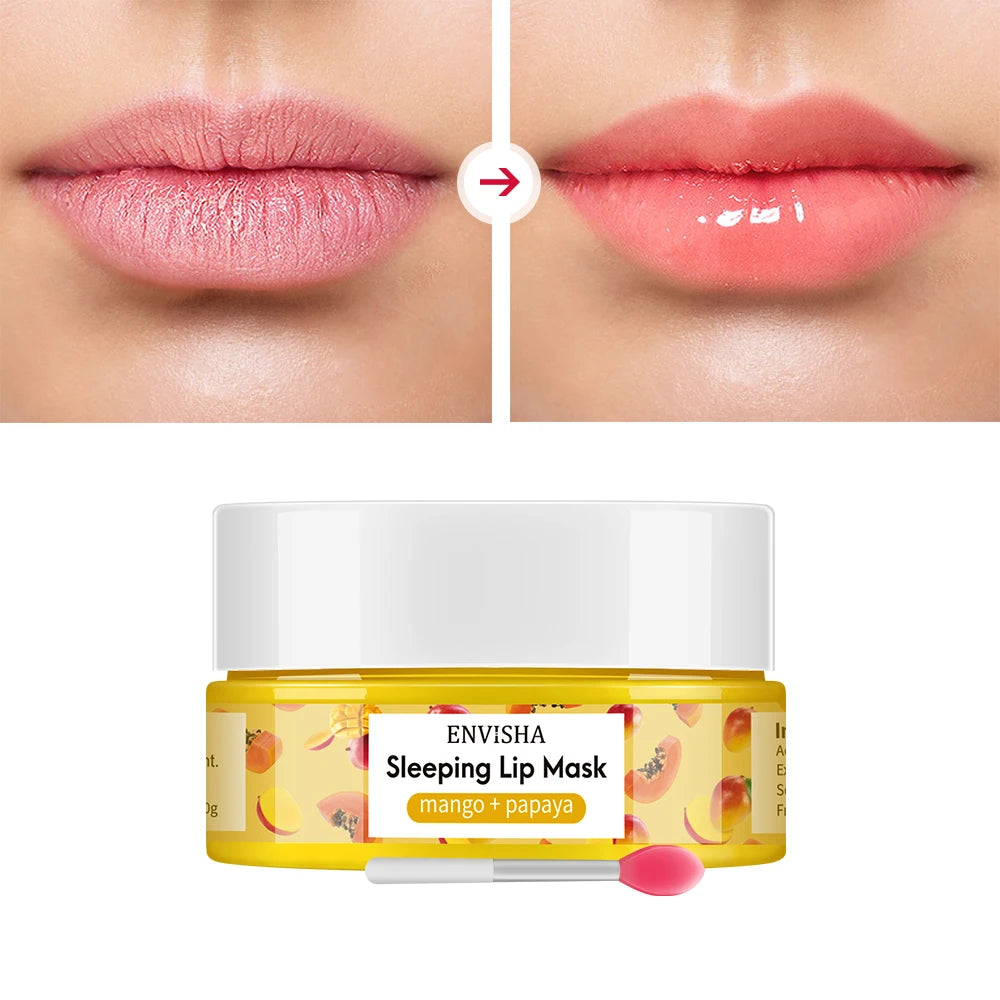 Mango Overnight Lip Mask - Intense Hydration & Anti-Aging Lip Treatment (20g with Brush)