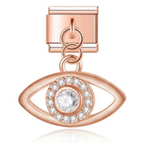 Moon Charm Stainless Steel Bracelet Link with CZ Accents