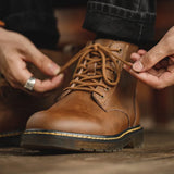 Men's Leather Winter Boots – Comfortable Ankle Work Boots with Anti-Slip Sole