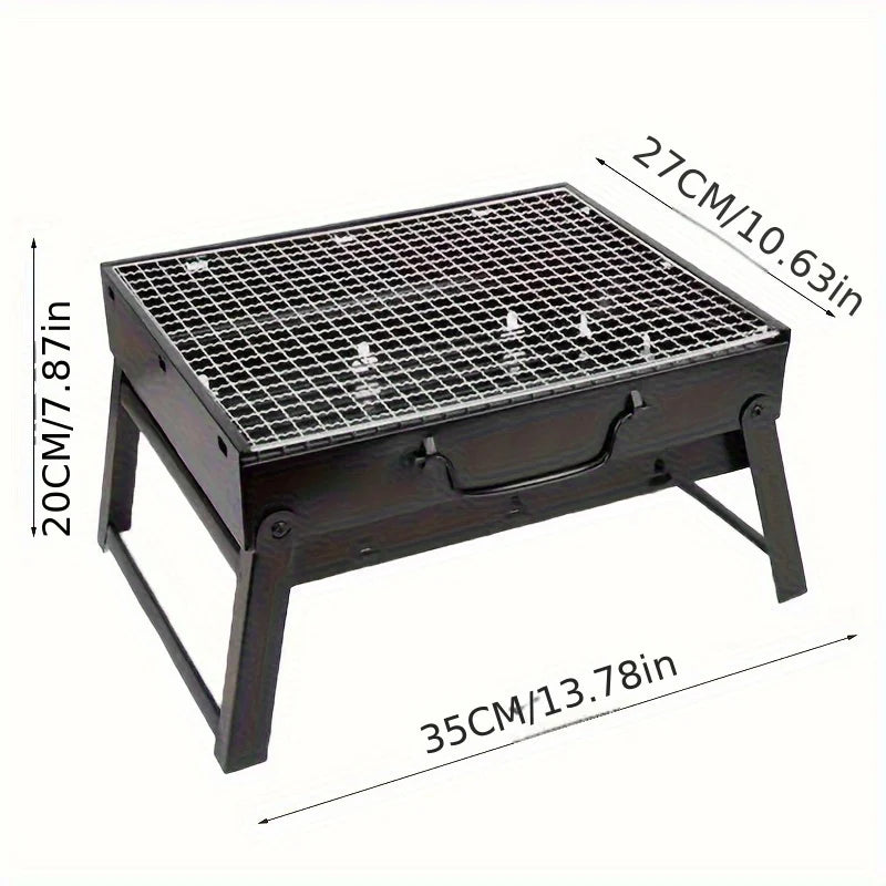Parrilla de carbón portátil de acero inoxidable: minikit de herramientas para barbacoa para acampar al aire libre y hacer pícnic