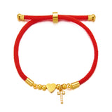 Pulsera con dije de corazón de moda para mujer: joyería con cadena de cuerda ajustable 
