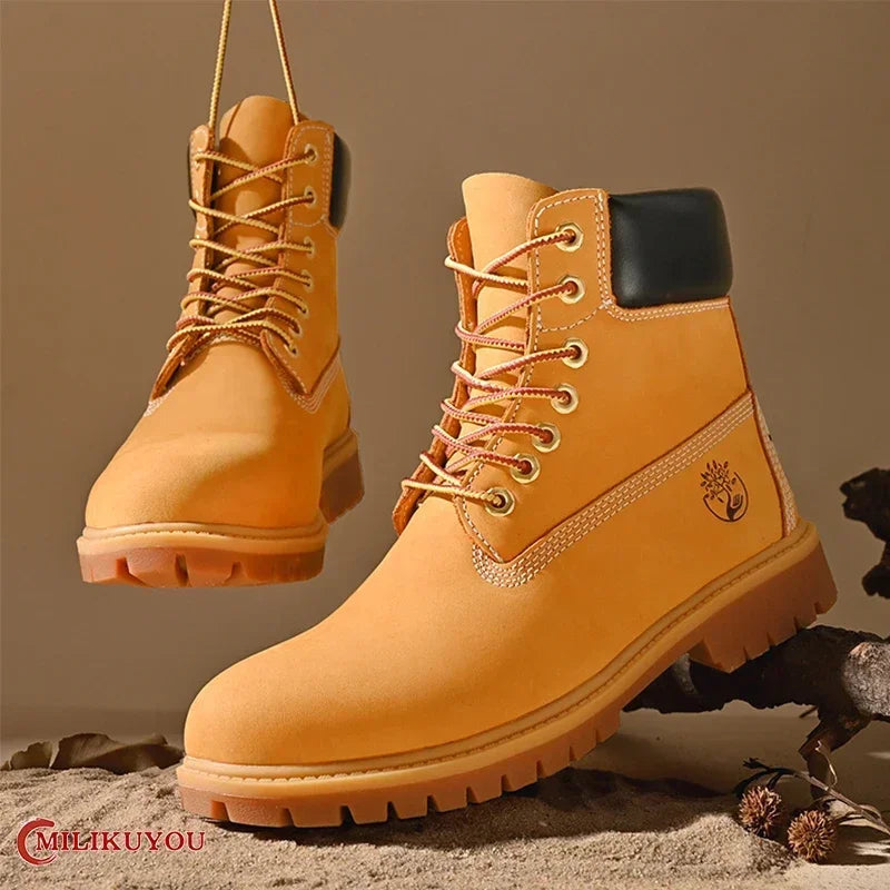 Knee-High Platform Lace-Up Outdoor Boots for Women – Comfortable Spring/Autumn Fashion