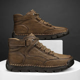 Men’s Lace-Up Split Leather Ankle Boots – Comfortable & Casual Spring/Autumn Footwear
