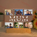 Custom Photo LED Night Light with Text – Personalized Acrylic & Wood USB Lamp